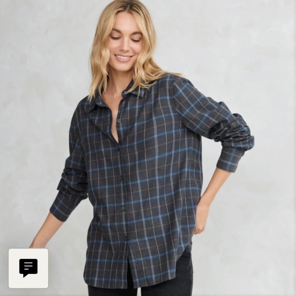 Jenni Kayne lightweight flannel Boyfriend Button Down Top Small